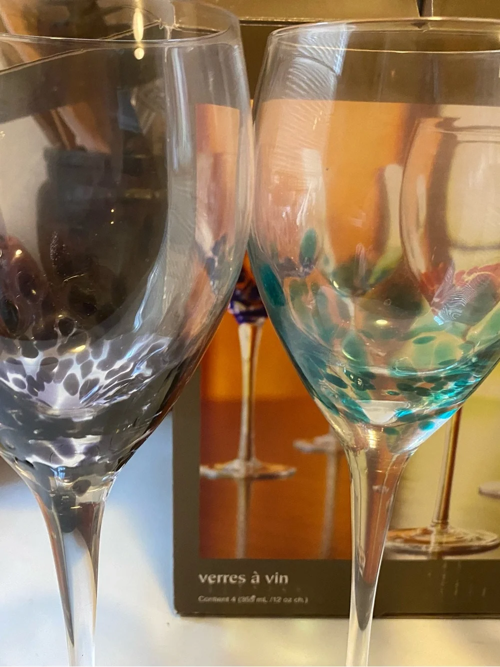 Pier 1 Imports - Multicolor Dot Accent Wine Glasses - Red, Blue, Teal, Purple